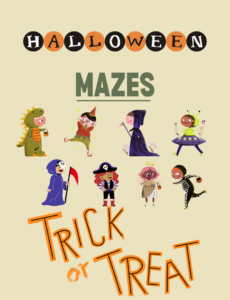 Free Trick or Treat Halloween Mazes book for kids